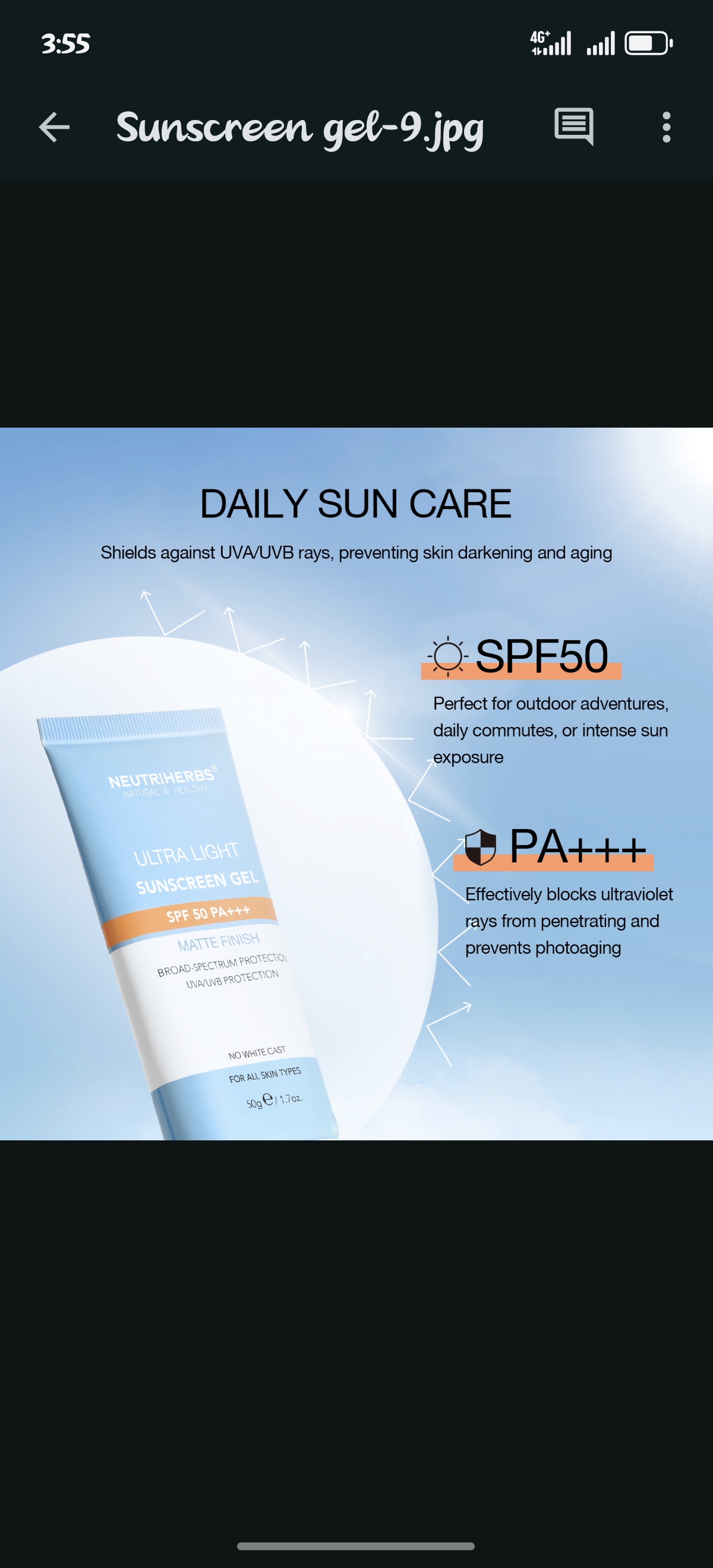 Ultra Light Sunscreen Gel SPF 50 thumbnail 7