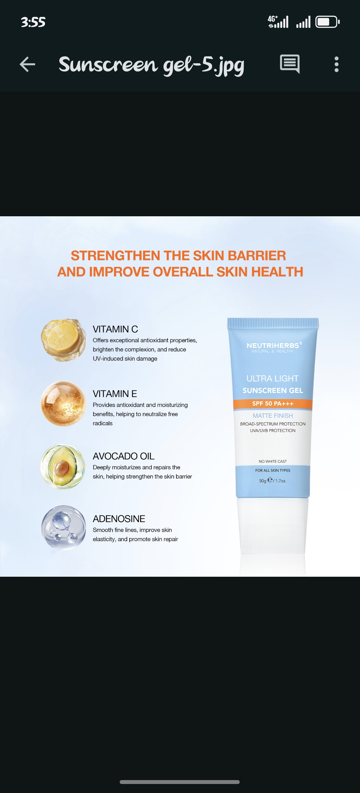 Ultra Light Sunscreen Gel SPF 50 thumbnail 3