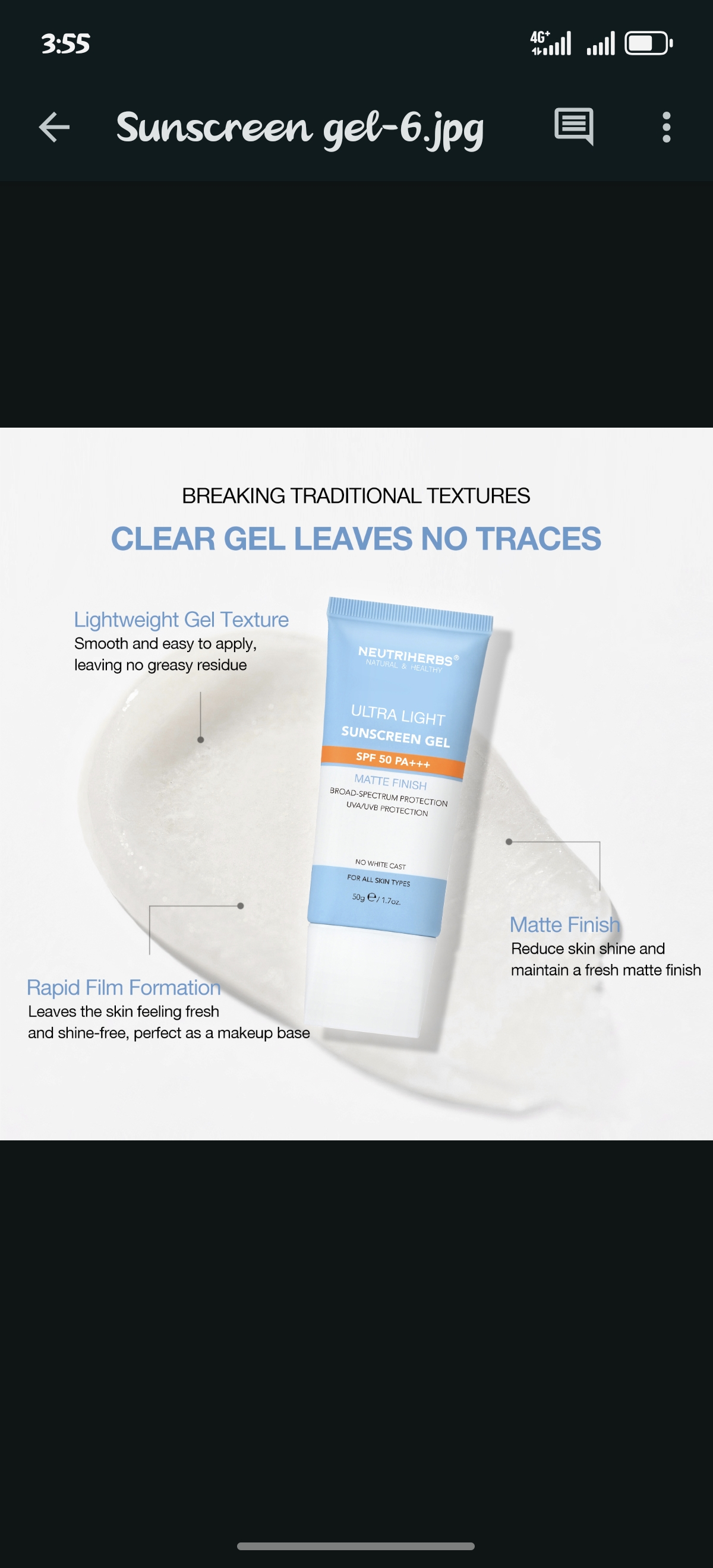 Ultra Light Sunscreen Gel SPF 50 thumbnail 4
