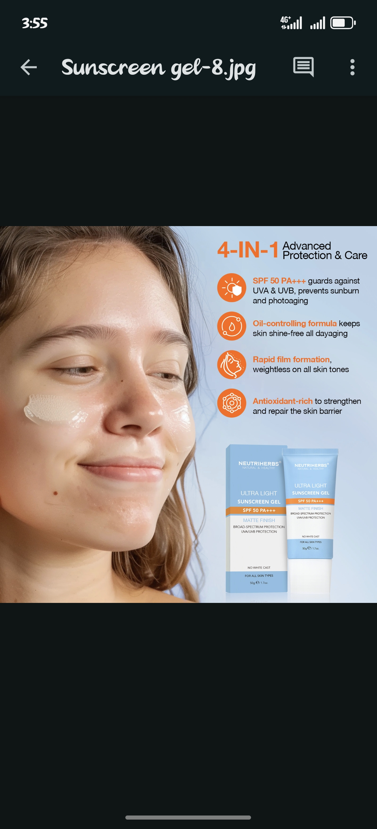 Ultra Light Sunscreen Gel SPF 50 thumbnail 6