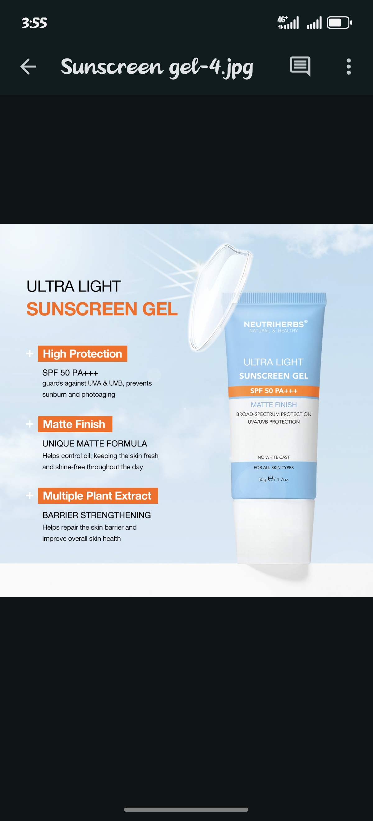 Ultra Light Sunscreen Gel SPF 50 thumbnail 2